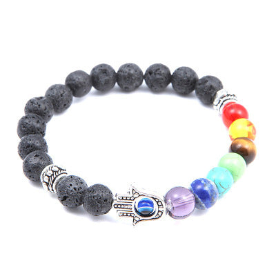 Natural Volcanic Stone & Seven Chakra Bracelet – Blue Eye Palm Yoga Energy Hand Chain