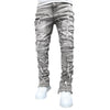 Men Trousers Individual Patched Pants Long Tight Fit Stacked Jeans