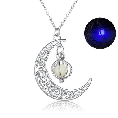 Luminous Moon Necklace for Women – Natural Glowing Stone Healing Pendant, Fashion Jewelry Gift