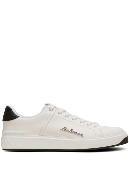 Balmain B-Court logo-plaque leather trainers