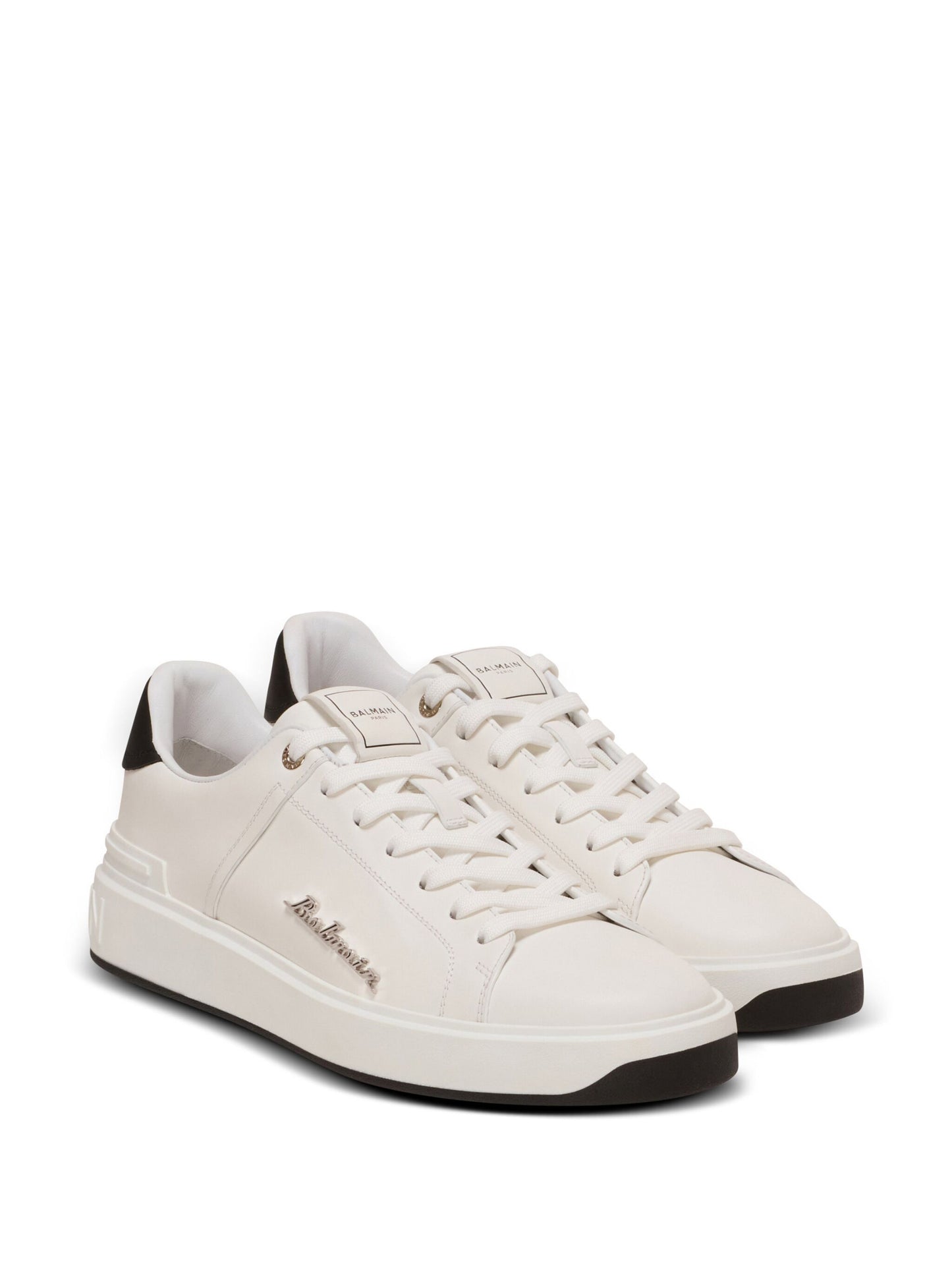 Balmain B-Court logo-plaque leather trainers