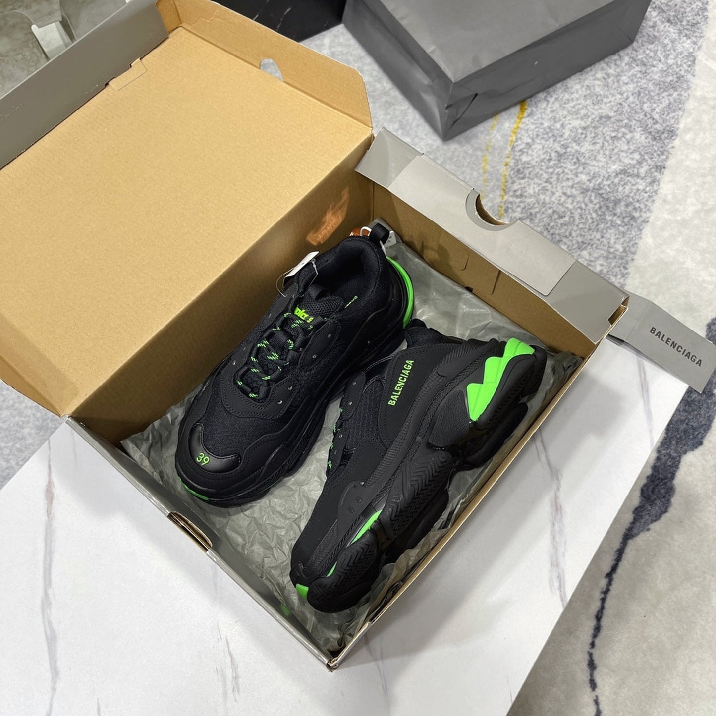 Balenciaga Triple S Sneaker 'Black Flou Green'