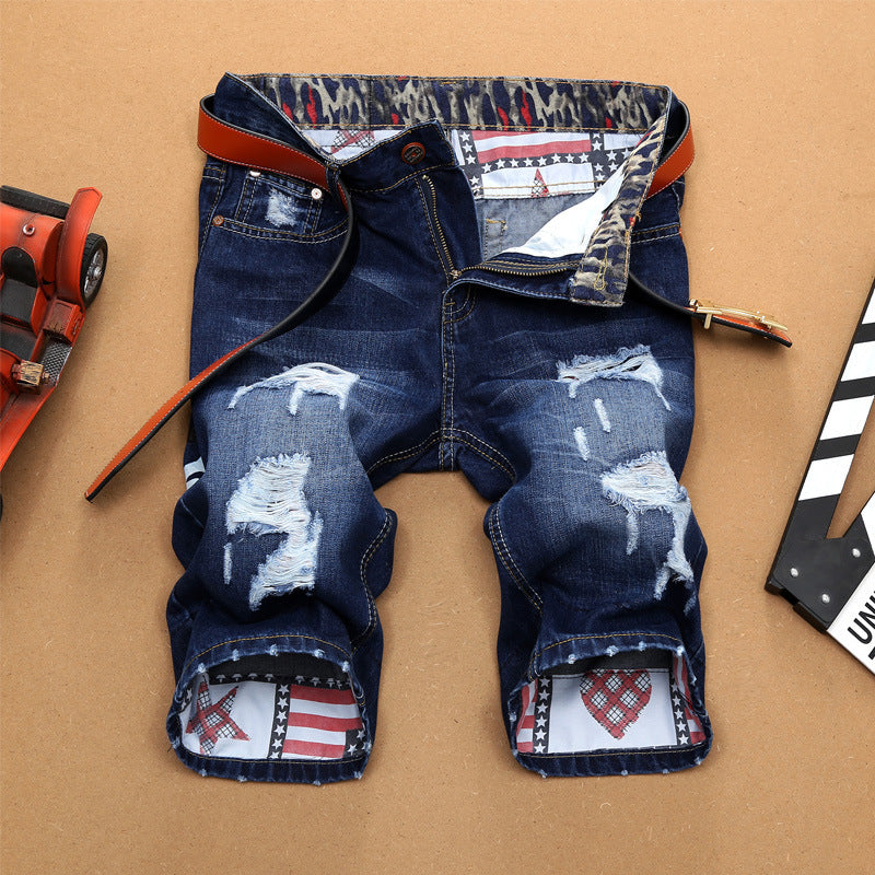 Five-Point Pants Summer Trend Jeans Exports High-Quality Men's Clothing