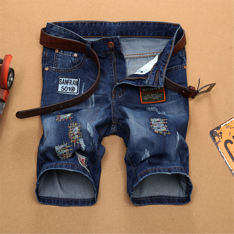 Five-Point Pants Summer Trend Jeans Exports High-Quality Men's Clothing