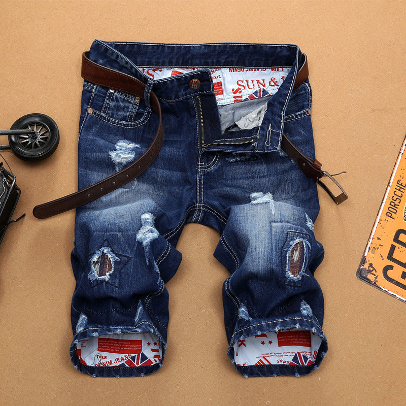 Five-Point Pants Summer Trend Jeans Exports High-Quality Men's Clothing