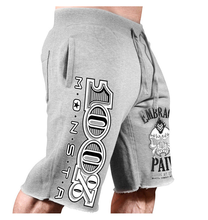 Men'S Shorts Casual Running Big Print Five-Point Pants Cotton Shorts Men