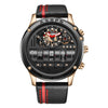 Uniquex Men's Leather Wristwatch – Black & Silver, Creative Design