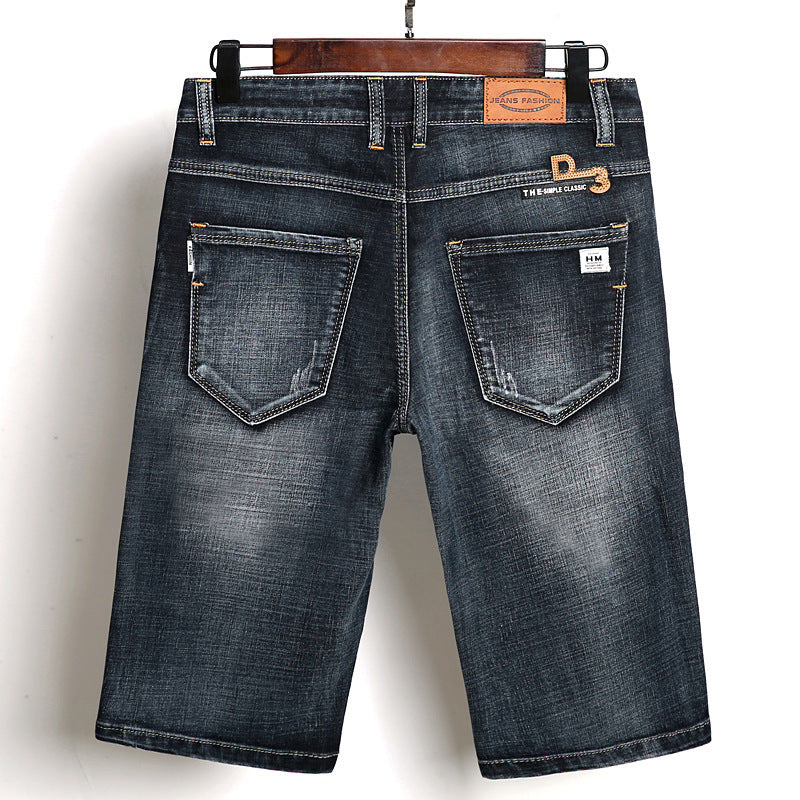 New Men's Denim Shorts Casual Simple Five Point Pants Shorts