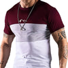 Color Striped Series Printed Men's Casual Polyester Short Sleeve