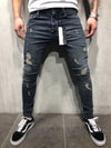 Customized models Europe and the United States high street tide men's hole jeans stretch large size pants slim pants Biker jeans