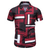 Men's Fashion Casual Contrast Color Printing Lapel Top