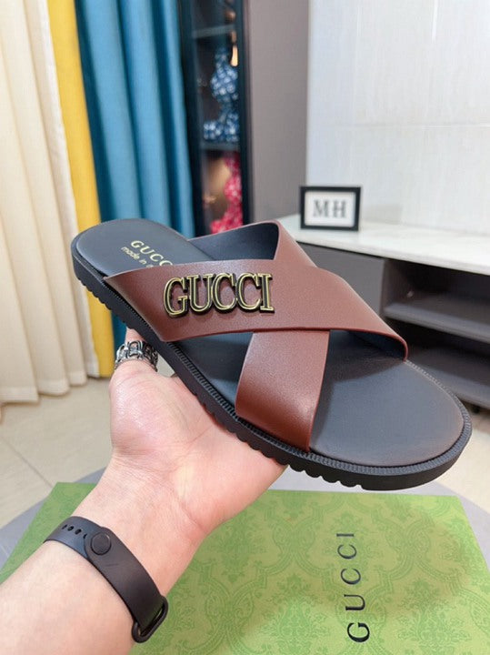 GUCCI Men's Sandals - High-Quality Cowhide Strap