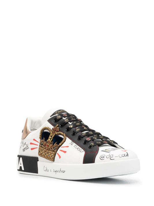 Dolce & Gabbana - Portofino patch-detail leather sneakers