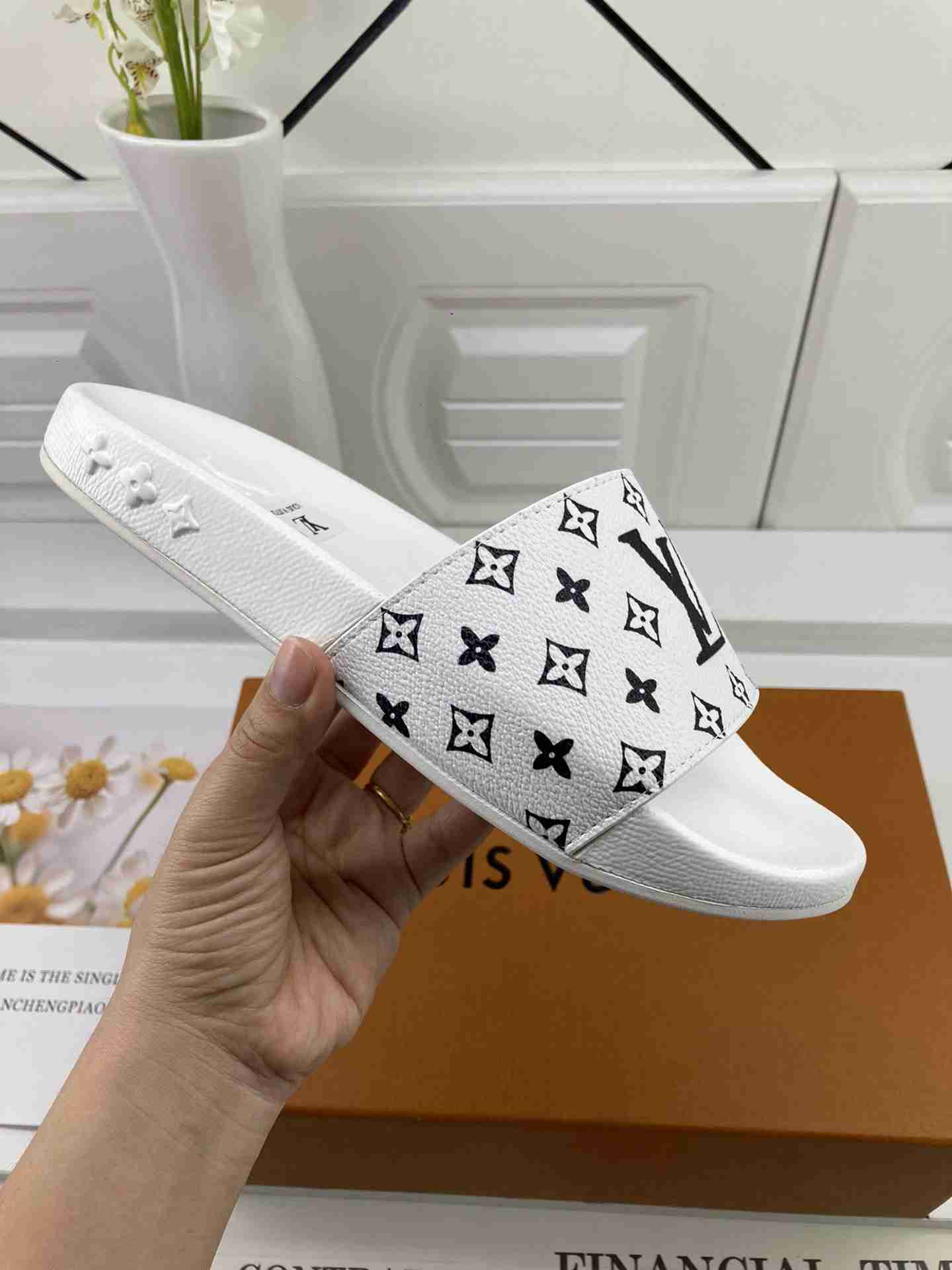 LOUIS VUITTON Men's Sandals Monogram White