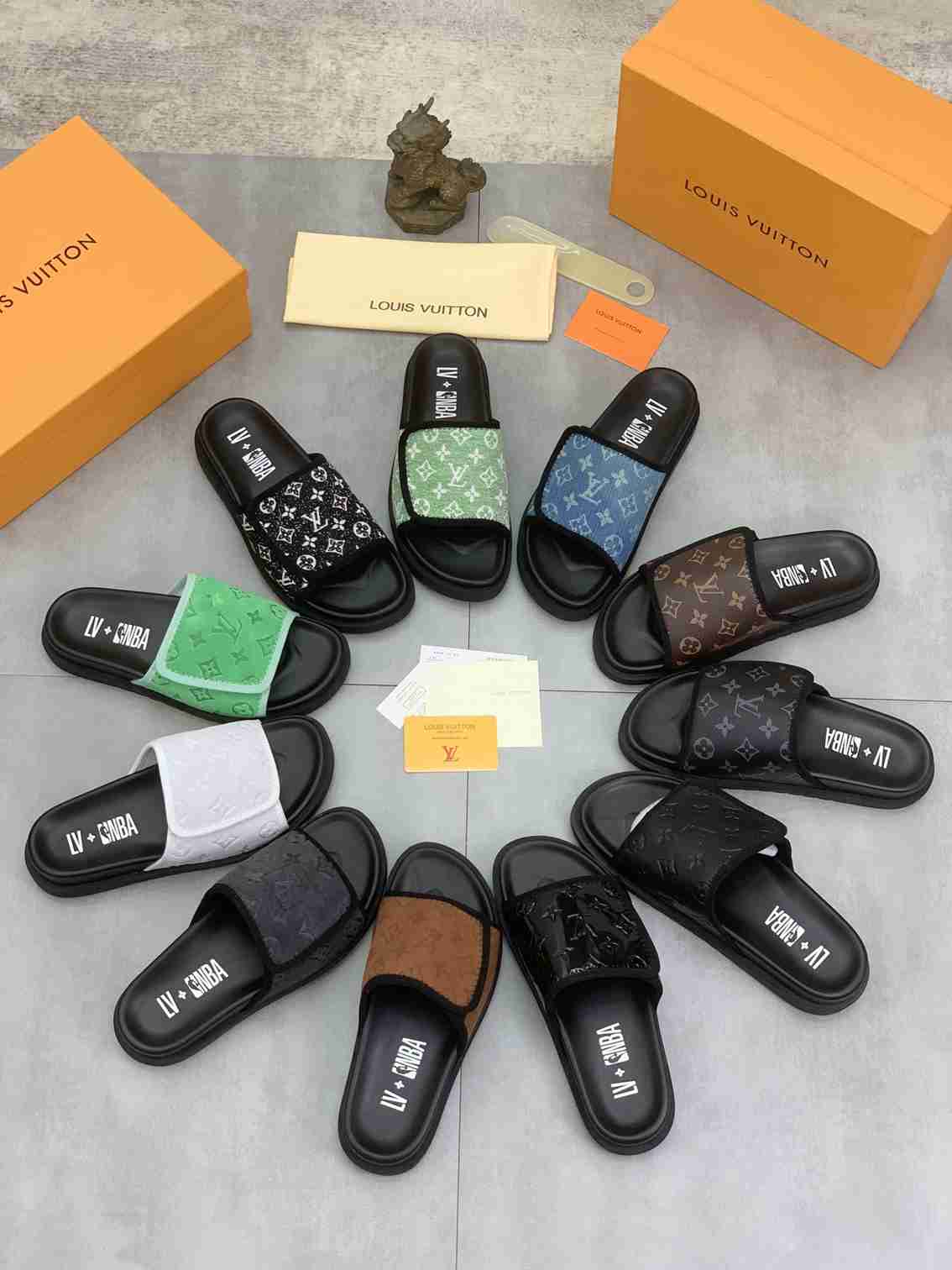 Louis Vuitton x NBA Leather Printed Slides