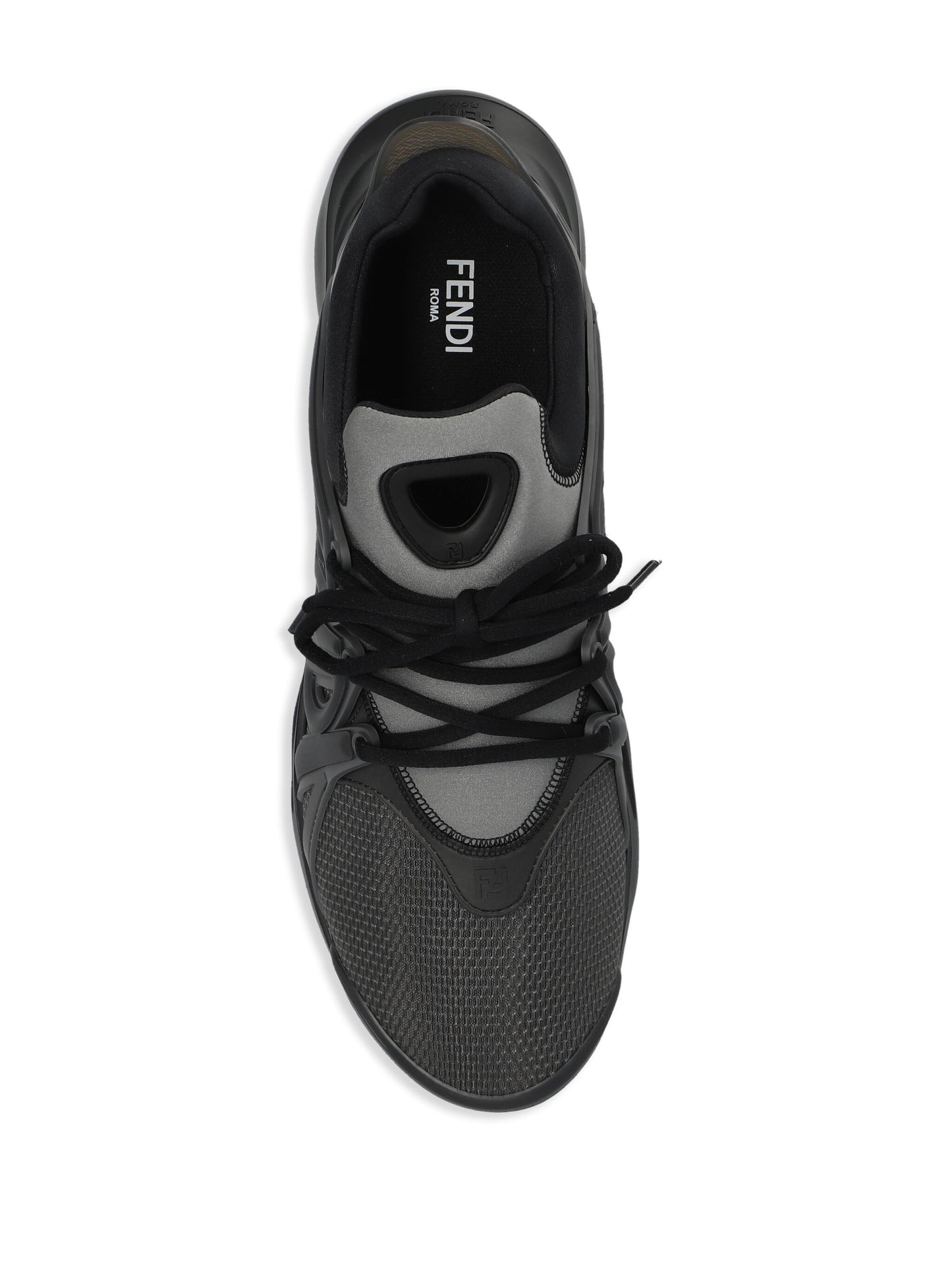 FENDI Tag lace-up panelled sneakers