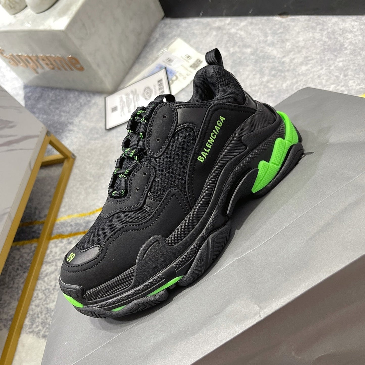 Balenciaga Triple S Sneaker 'Black Flou Green'