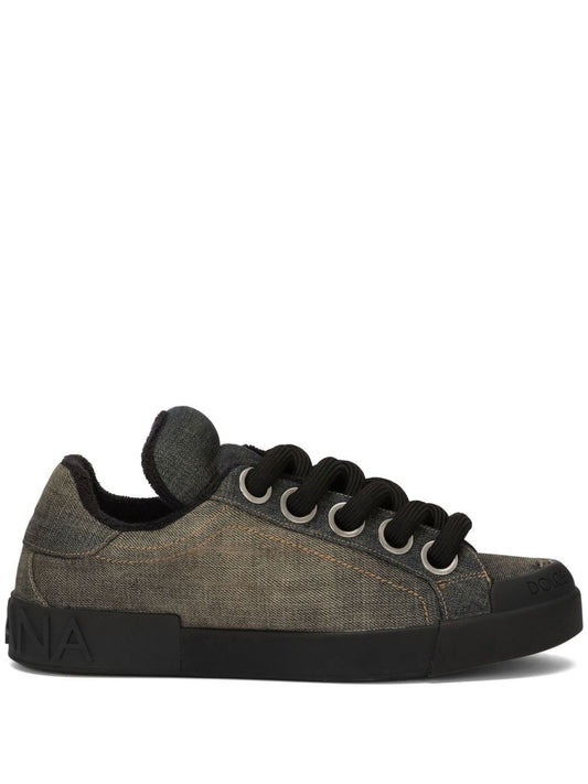 Dolce & Gabbana - denim lace-up sneakers