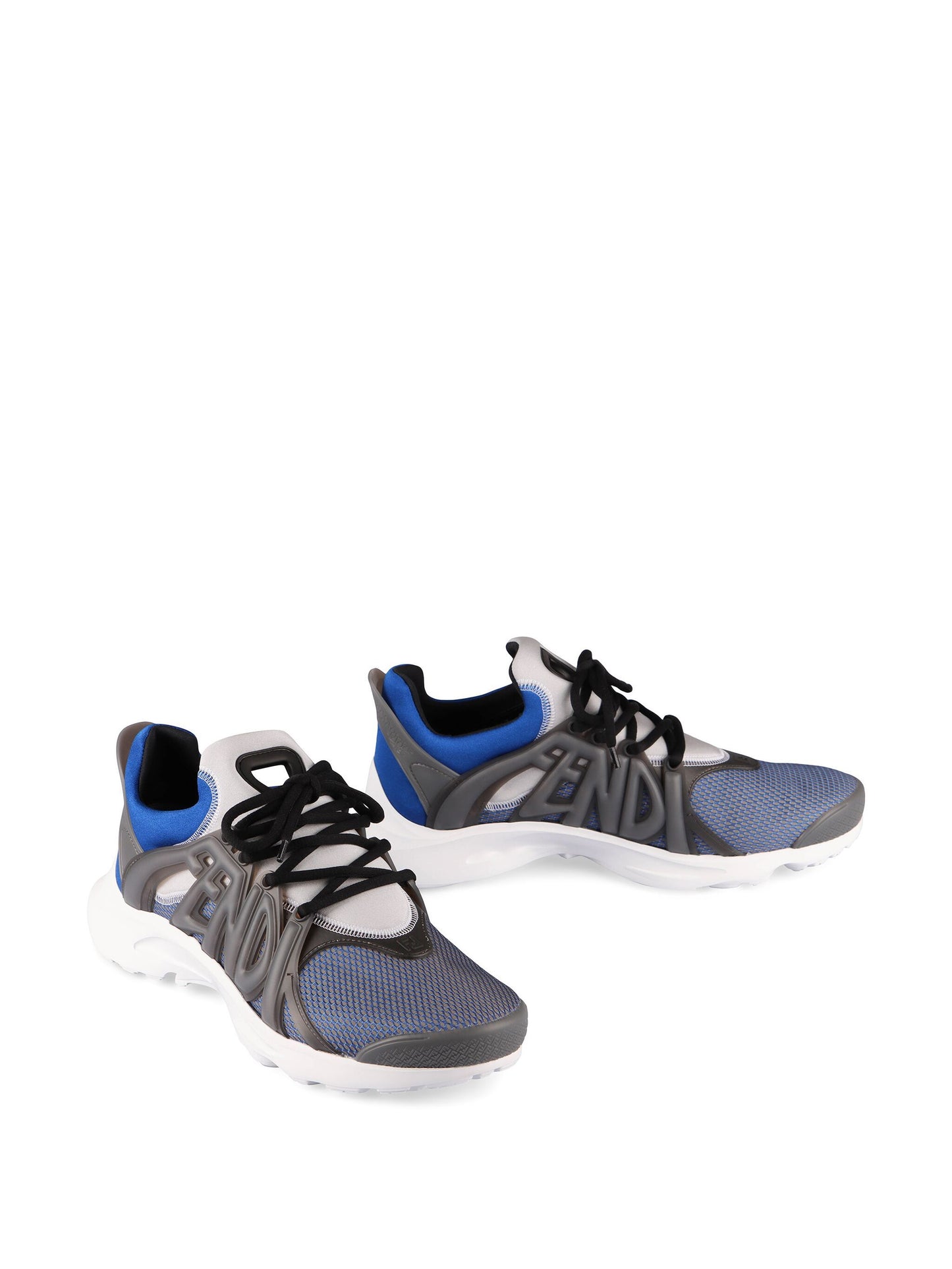 FENDI Tag lace-up panelled sneakers