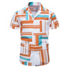 Men's Fashion Casual Contrast Color Printing Lapel Top