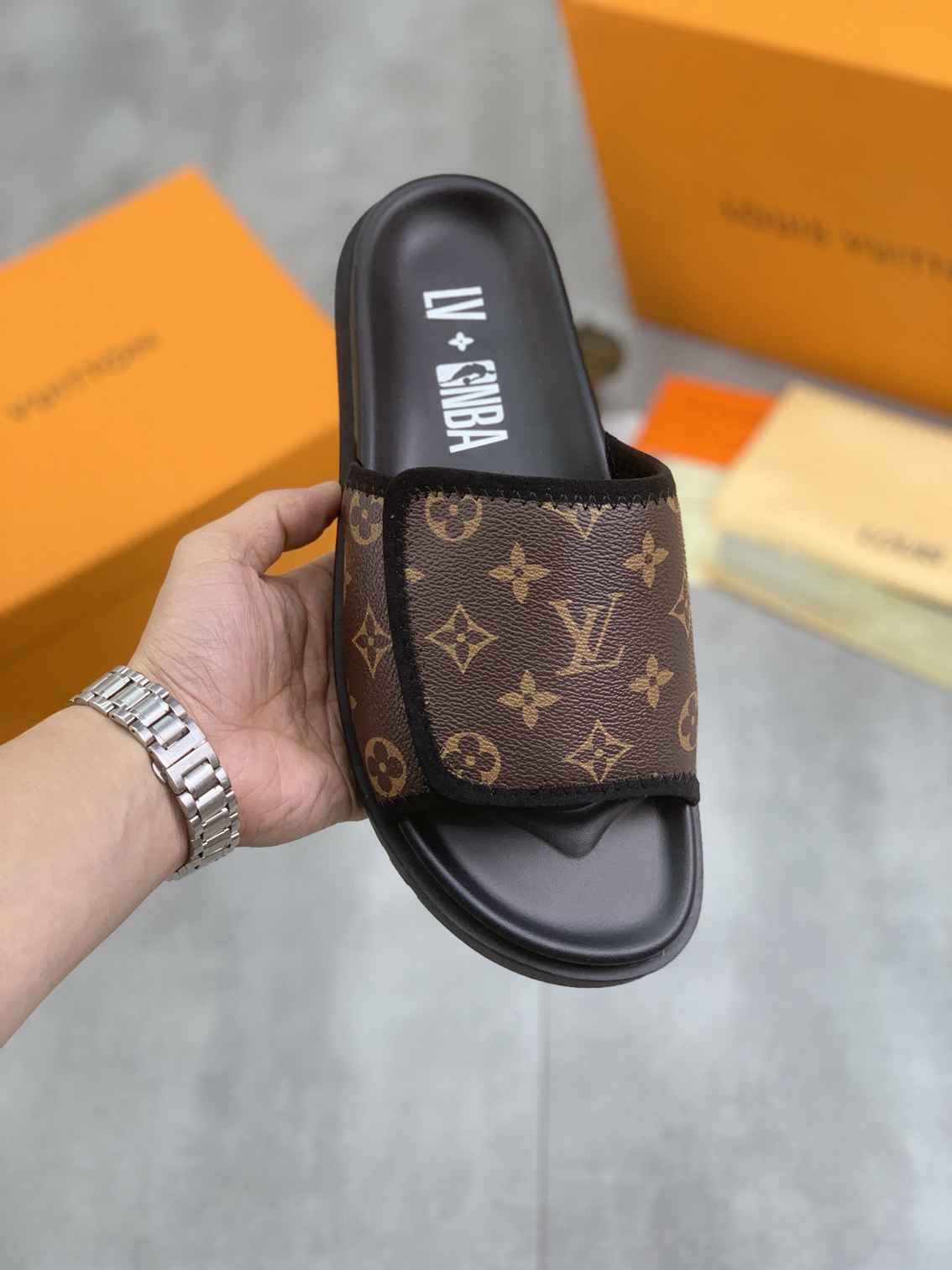 Louis Vuitton x NBA Leather Printed Slides