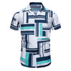 Men's Fashion Casual Contrast Color Printing Lapel Top