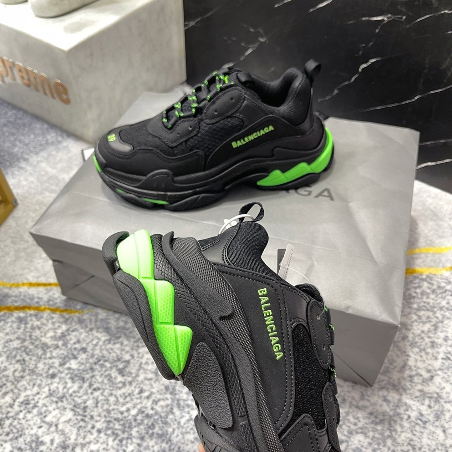 Balenciaga Triple S Sneaker 'Black Flou Green'