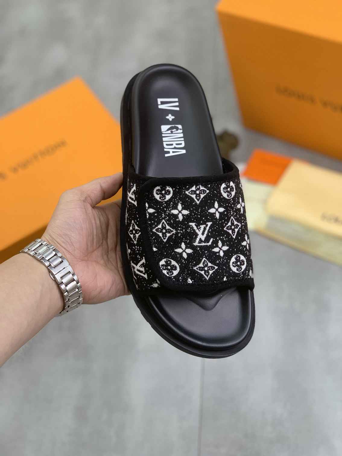 Louis Vuitton x NBA Leather Printed Slides