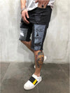 Shredded slim five-point jeans