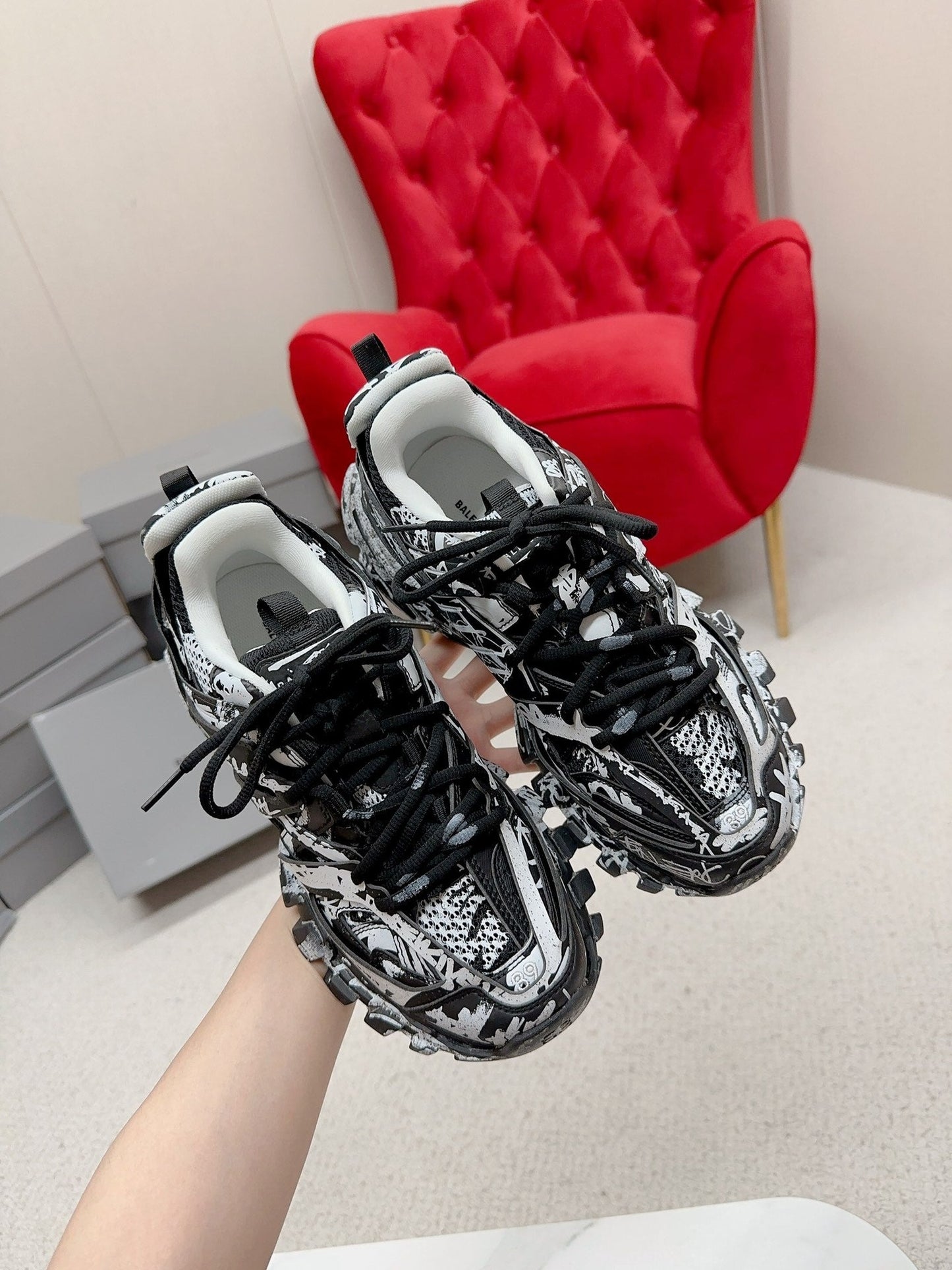 Balenciaga Track Graffiti Black White