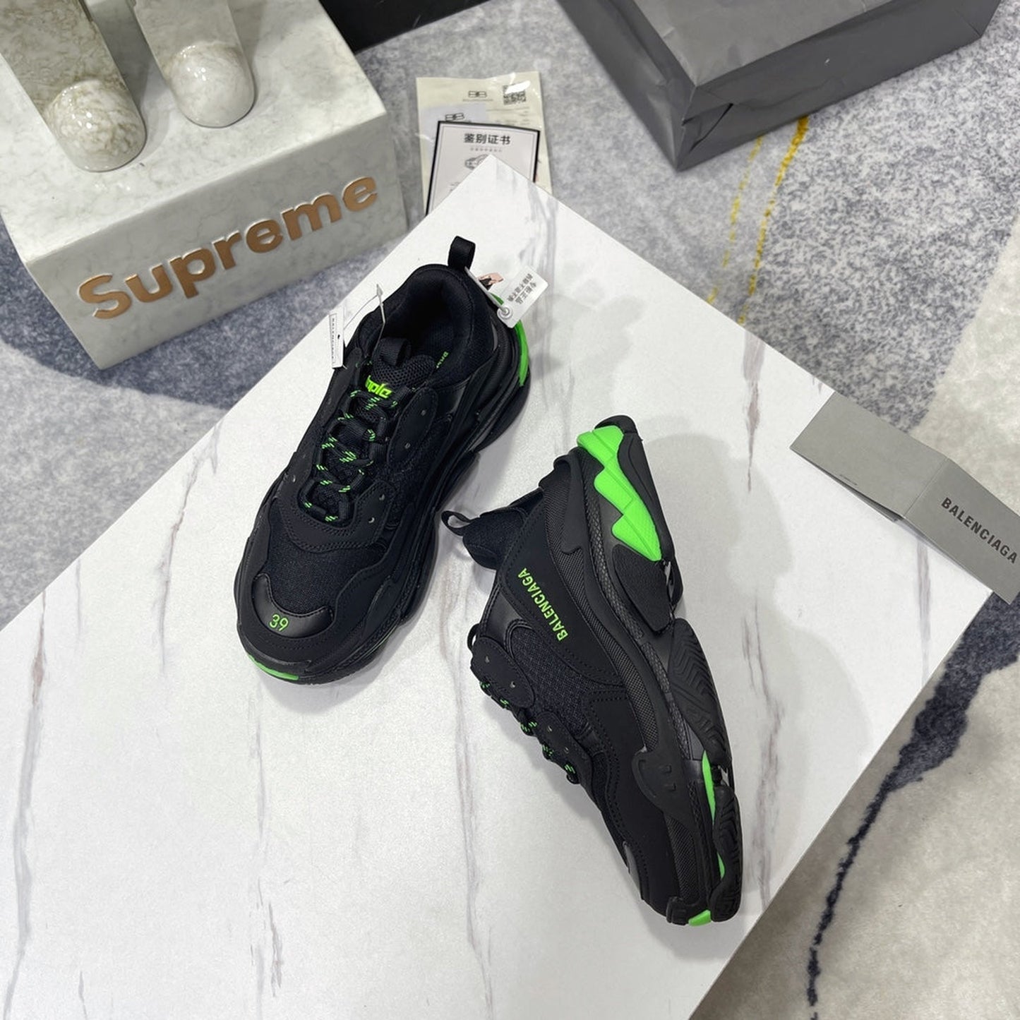 Balenciaga Triple S Sneaker 'Black Flou Green'