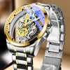 Men's Luxury Skeleton Watch – Automatic Quartz, Vintage Gold
