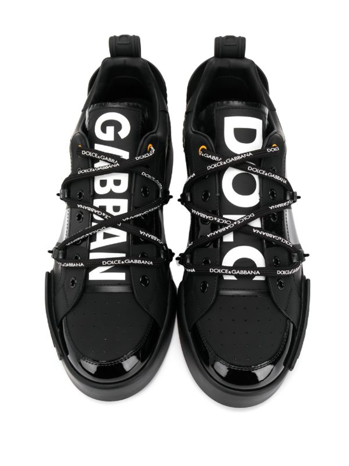 DOLCE & GABBANA - Portofino sneakers in calfskin and patent leather