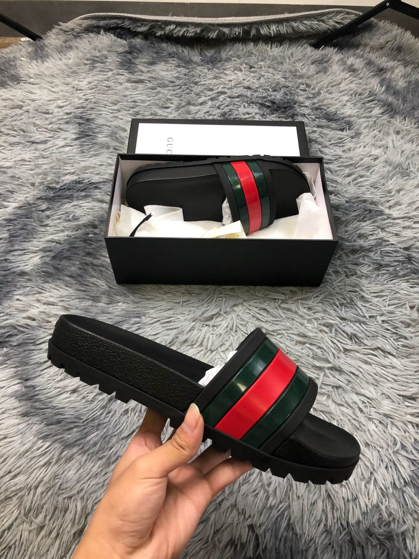 Gucci Men's slide sandals with web Design