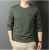 Fashion Brand Designer Long Sleeve Slim Fit Solid Color Tops Casual Mens Clothes