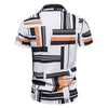 Men's Fashion Casual Contrast Color Printing Lapel Top