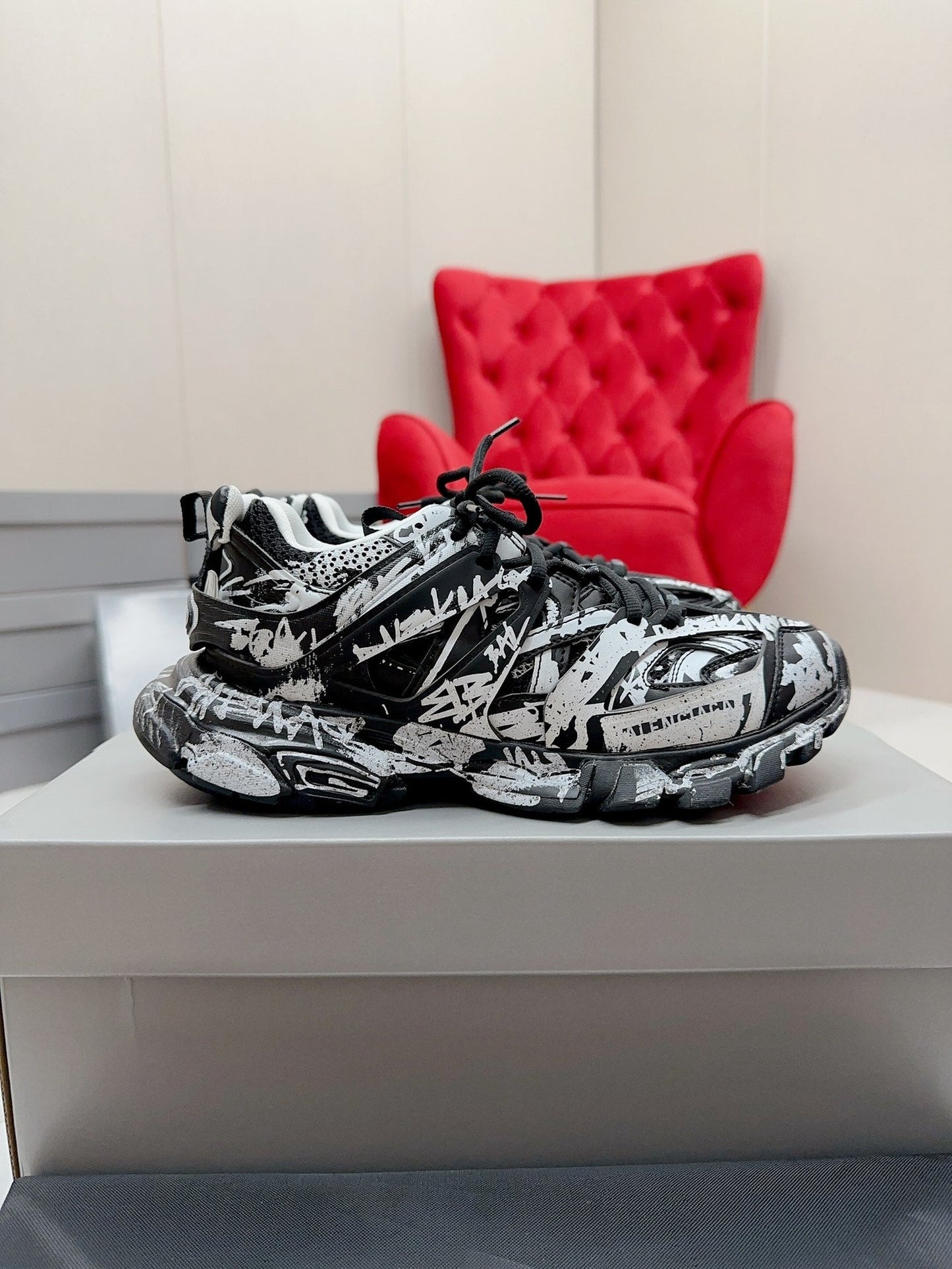 Balenciaga Track Graffiti Black White