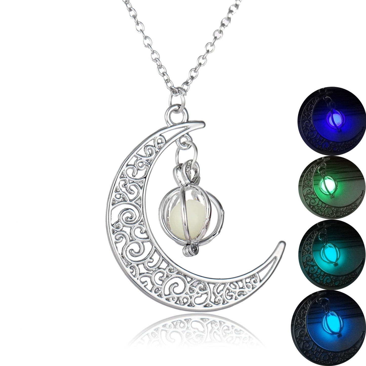 Luminous Moon Necklace for Women – Natural Glowing Stone Healing Pendant, Fashion Jewelry Gift