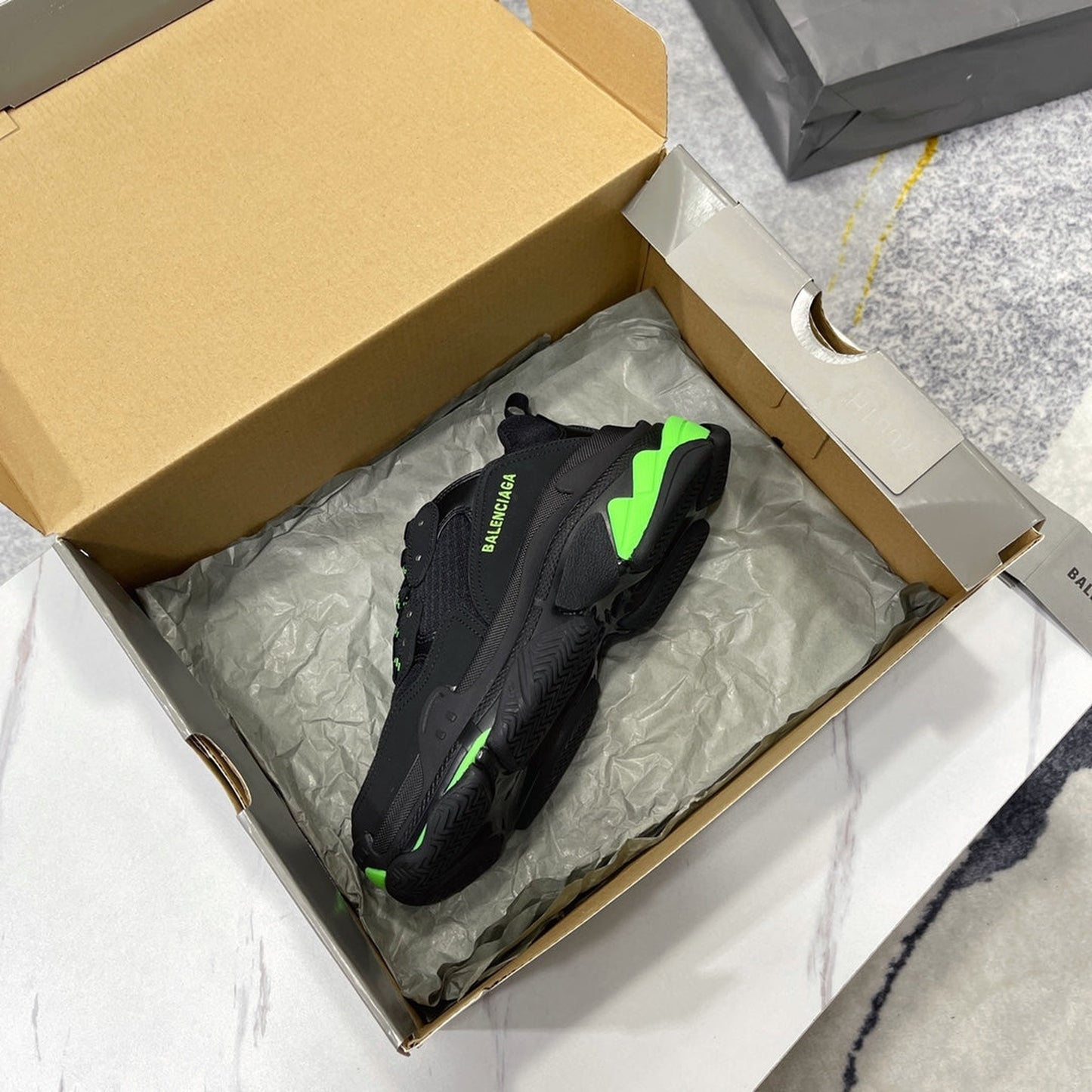 Balenciaga Triple S Sneaker 'Black Flou Green'