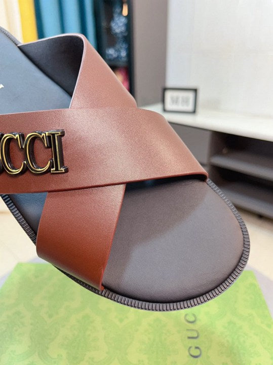 GUCCI Men's Sandals - High-Quality Cowhide Strap