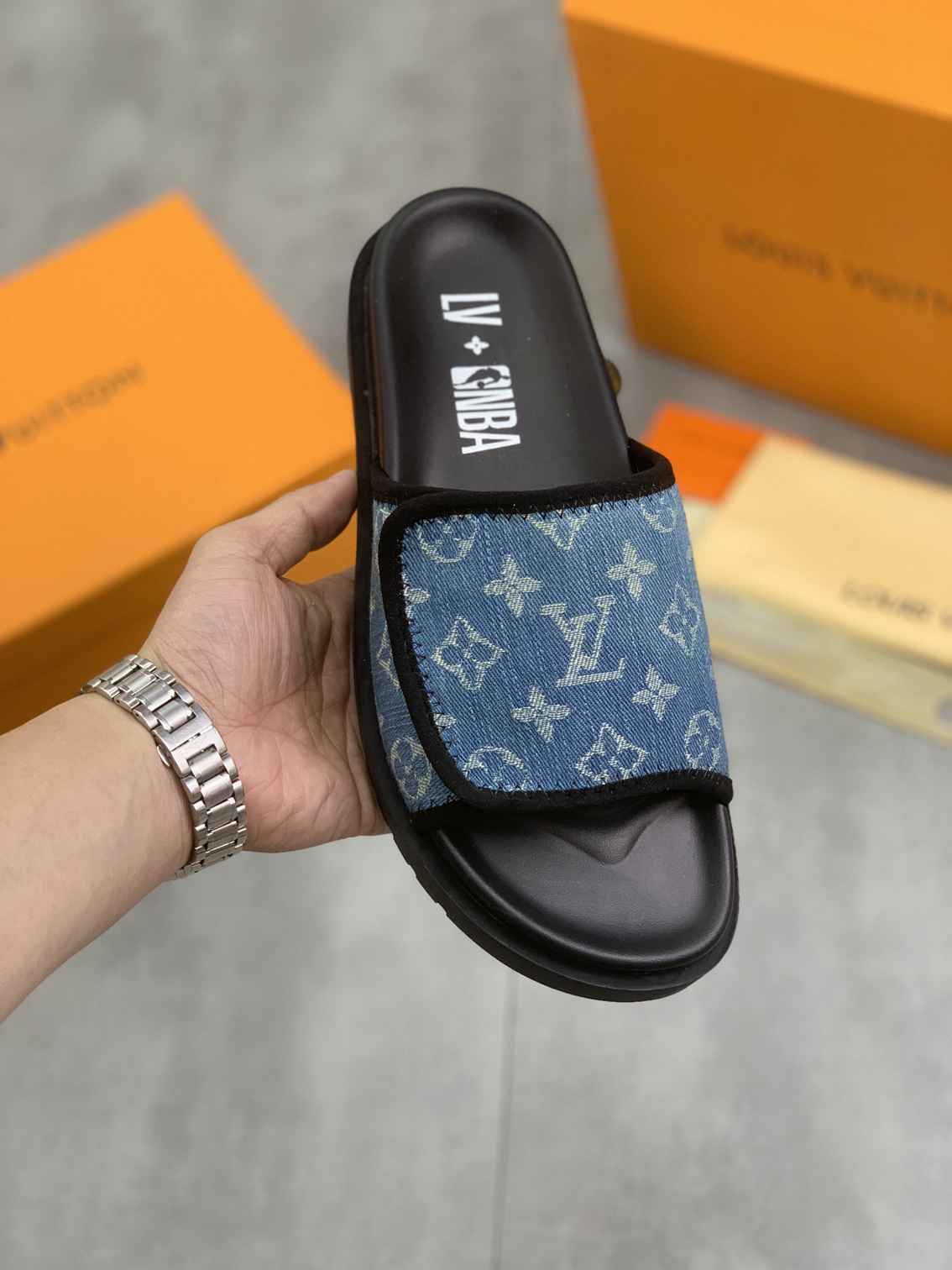 Louis Vuitton x NBA Leather Printed Slides