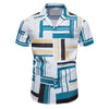 Men's Fashion Casual Contrast Color Printing Lapel Top