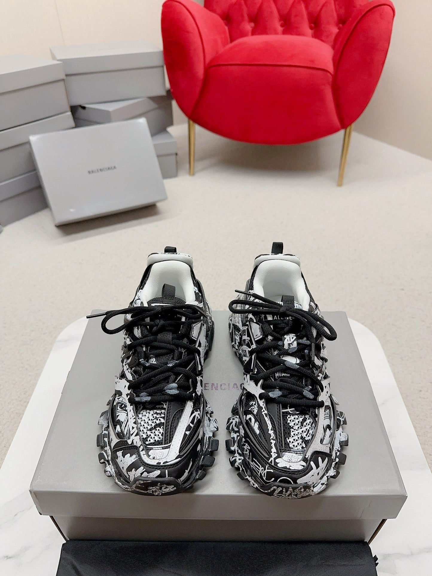 Balenciaga Track Graffiti Black White