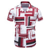 Men's Fashion Casual Contrast Color Printing Lapel Top