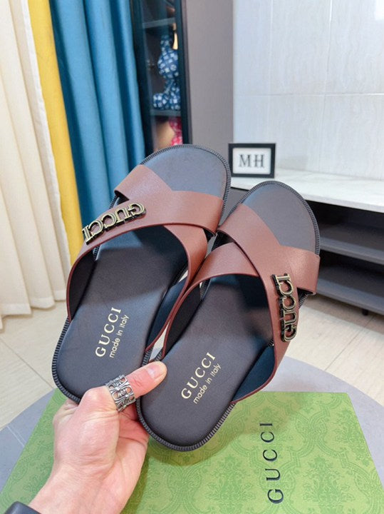 GUCCI Men's Sandals - High-Quality Cowhide Strap