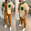 Color Matching Men's Shirt Short-sleeved Trousers Trendy Casual Sports Suit