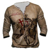 Open Placket Button Digital Printing Men's Long-sleeved T-shirt