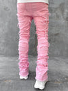 Men Trousers Individual Patched Pants Long Tight Fit Stacked Jeans