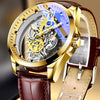 Men's Luxury Skeleton Watch – Automatic Quartz, Vintage Gold