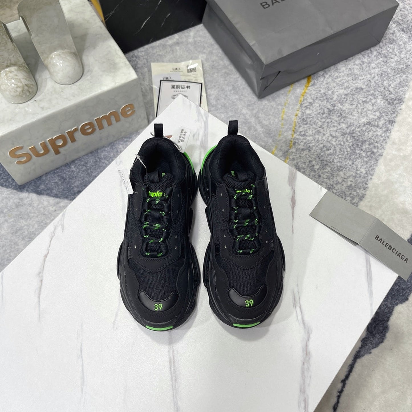 Balenciaga Triple S Sneaker 'Black Flou Green'